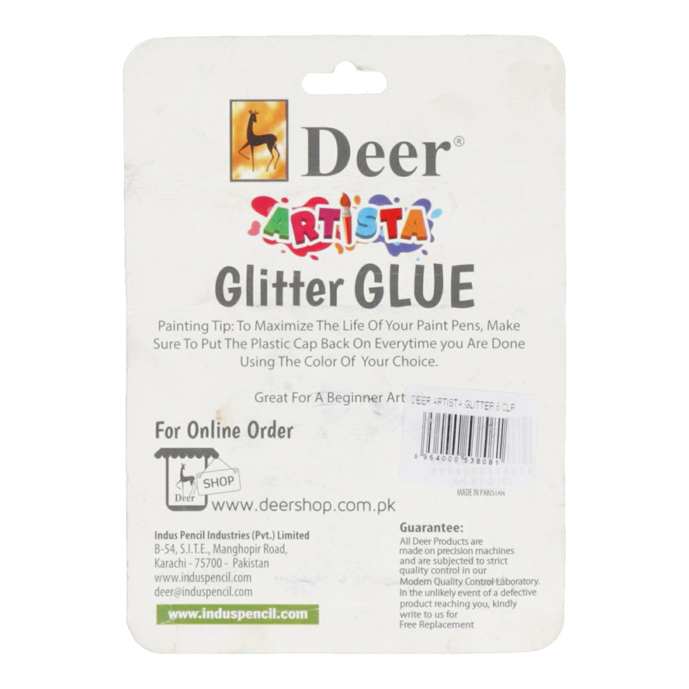 DEER GLITTER GLUE TUBE BLISTER 6