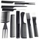Generic 10Pcs Black Pro Salon Hair Styling Hairdressing Plastic Barbers Brush Combs Set