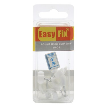 Easy Fix Round Clip 9mm x 8 Pieces White