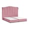 In House Shumt Velvet Bed Frame - King - 200x180 cm - Light Pink