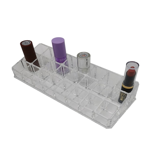 24 Spaces Clear Acrylic Lipstick Organizer Display Stand Cosmetic Makeup Organizer for Lipstick, Brushes, Bottles

