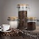 1CHASE Borosilicate Glass Storage Jar With Clip And Airtight Bamboo Lid 1400ml, Storage Jar To Store Tea, Coffee Beans, Candy, Spices, Biscuits - Set Of 2