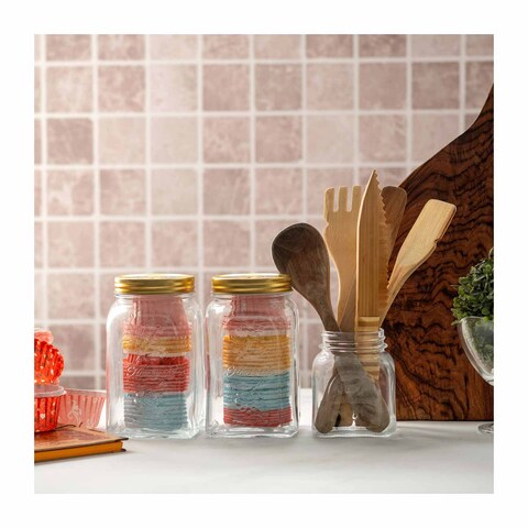 Pasabahce Square Jar With Metal Cover