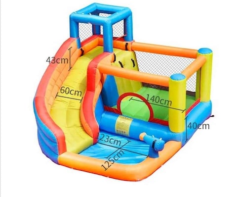 Rainbow Toys Inflatable Castles Bouncy Slides Jumping Pad with Slide Household Children Recreation Inflatable Water Park Paddling Pool Water Spray