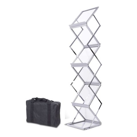 Generic Zigzag Brochure Stand A4 Foldable Silver/White