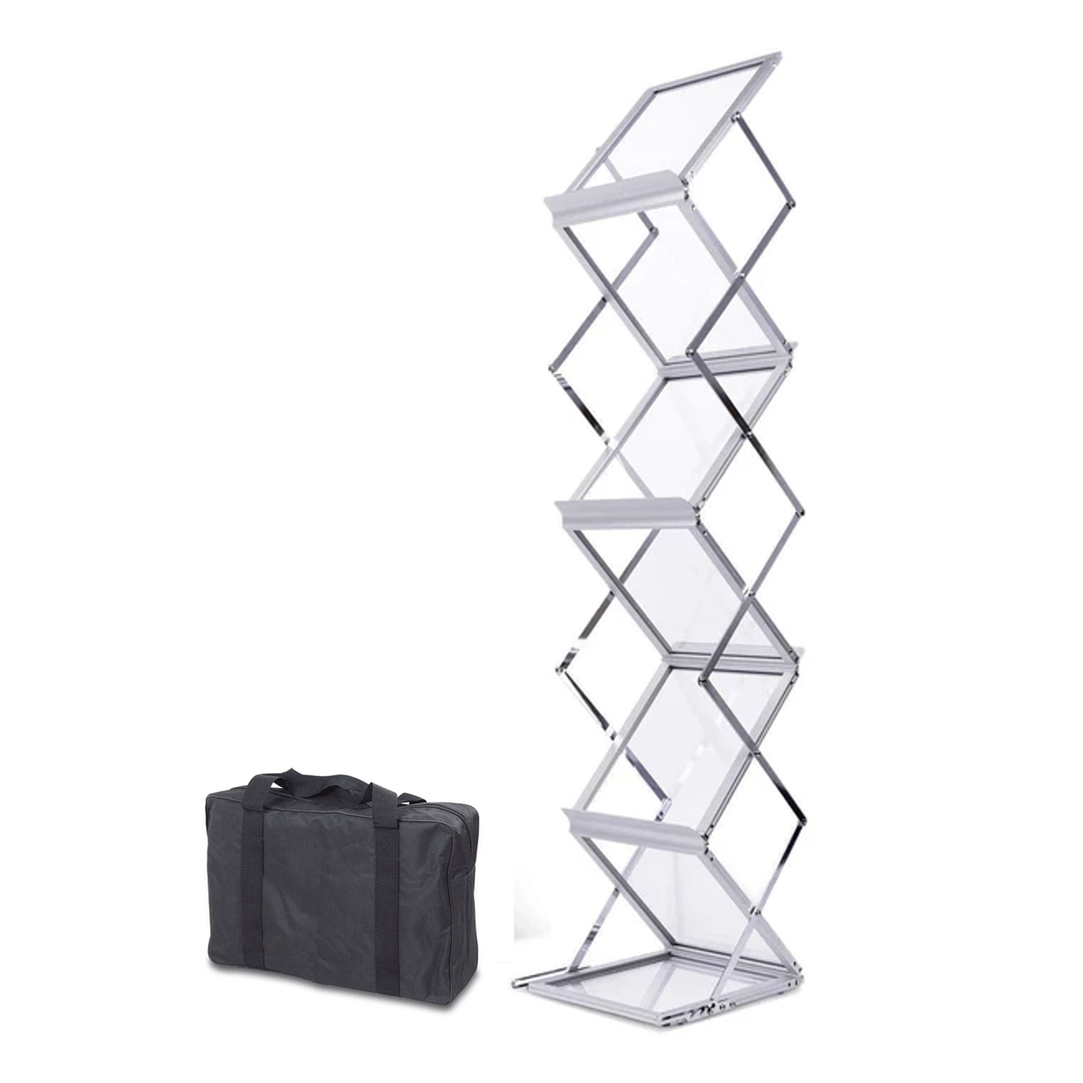 Generic Zigzag Brochure Stand A4 Foldable Silver/White