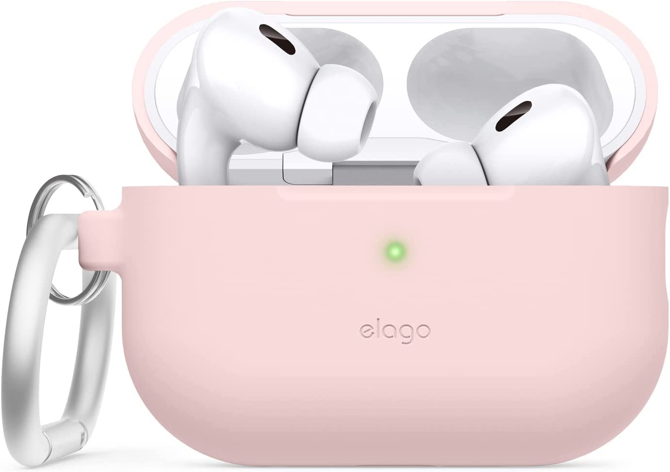 Elago Silicone Hang designed for Airpods Pro 2nd Gen (2022) case cover with Carabiner - Lovely Pink