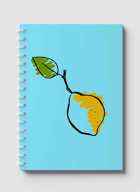 Lowha Spiral Notebook With 60 Sheets And Hard Paper Covers With Lemon Hand Drawn Design, For Jotting Notes And Reminders, For Work, University, School