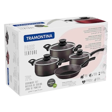 Tramontina Paris Texture Aluminium Cookware Set 7 Pieces Black