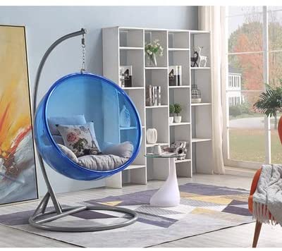 Yulan Transparent Bubble Chair, Glass Cradle, Hanging Basket Chair, Indoor Balcony Home Hemisphere Swing (Blue Grey) 515
