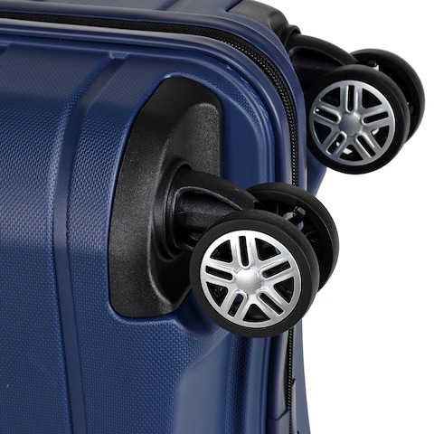 Eminent Hard Case Large Checked Travel Bag Luggage Trolley Polypropylene Lightweight Suitcase 4 Quiet Double Spinner Wheels With Tsa Lock B0011 Dark Blue