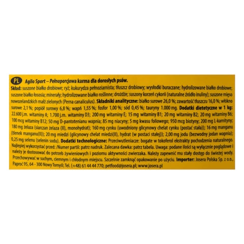 JOSERA DOG FOOD AGILO SPORT 15KG