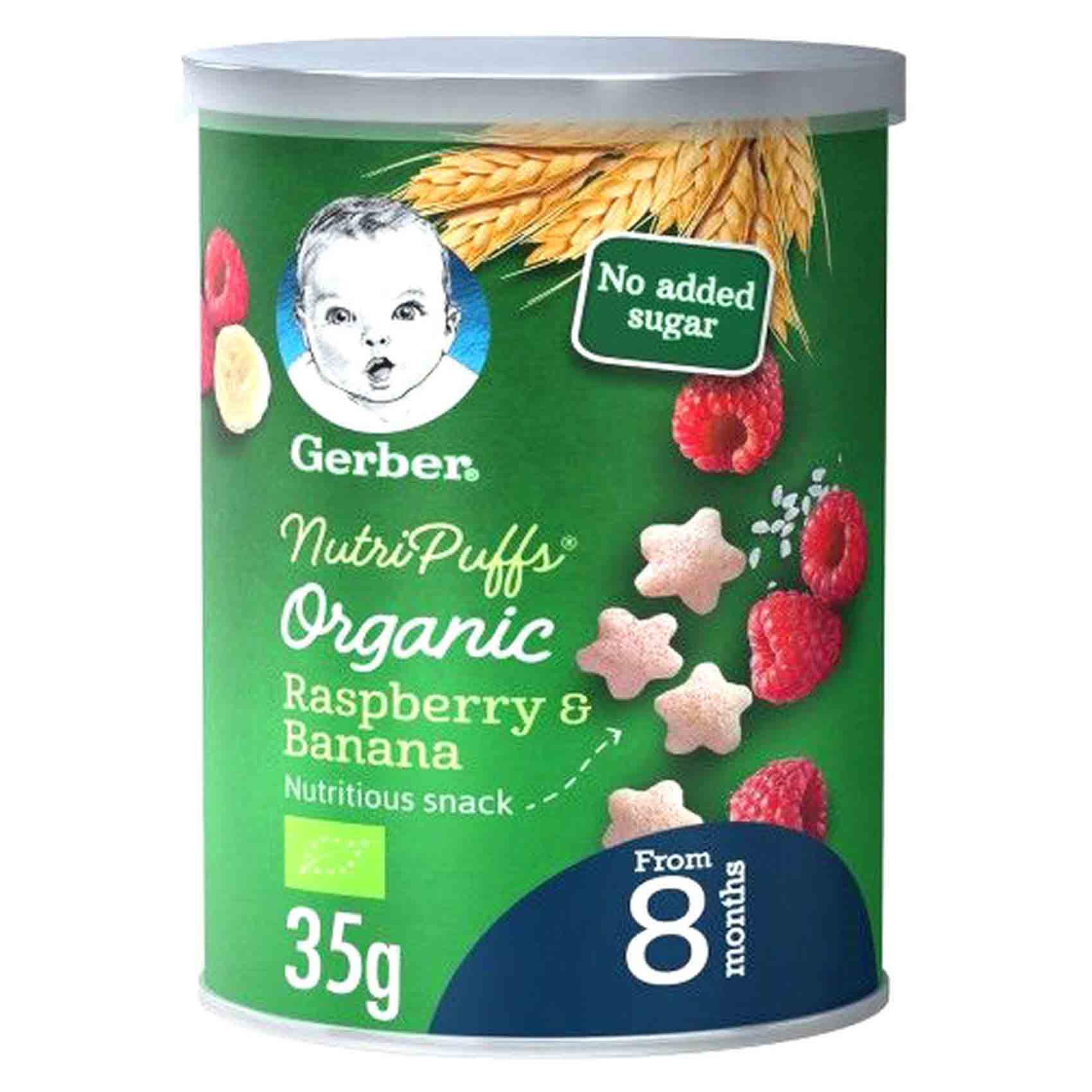 Buy Gerber Organic Raspberry & Banana Nutri Puffs 35g Online