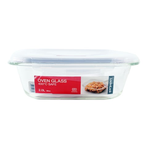 Lock &amp; Lock Oven Glass Square Container LLG245 Clear 2L