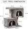 Cat Tree Tower for Indoor Cats with Double Private Cozy Cat Condo with Open Large bed perch and scratching post 65 cm cat tower ,Grey color