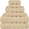 Towel Set Luxury Hotel Quality 600 GSM 100% Genuine Combed Cotton, Super Soft &amp; Absorbent Family Bath Towels 6 Piece Set - 2 Bath Towels, 2 Hand Towels, 2 Washcloths - Beige Taupe