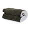 Mintra Home Sherpa Stripe Flannel Blanket - 220X240 cm - Olive Green