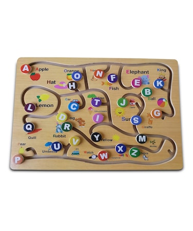 Montessori ABC Alphabet Game Toy For Kid Good For Early Developmental Activity Improves Fine Motor Skills and Color Recognition Maze Wooden Puzzle A Brain Development Game