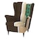 In House 2 Pieces Chair King Velvet With Two Wings And FootStool - Brown - E3