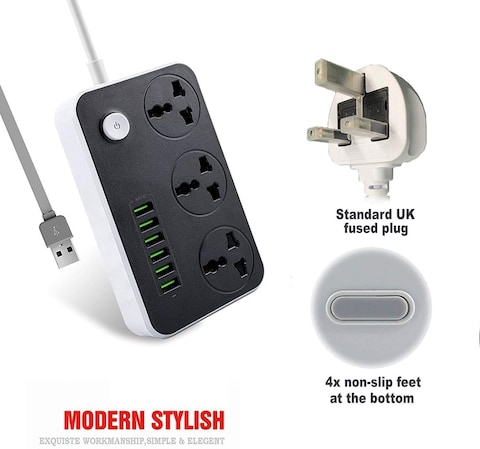 3 POWER SOCKET WITH 6 USB PORT