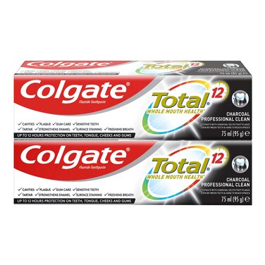Colgate Total Cavity Protection Charcoal Toothpaste Black 75ml Pack of 2