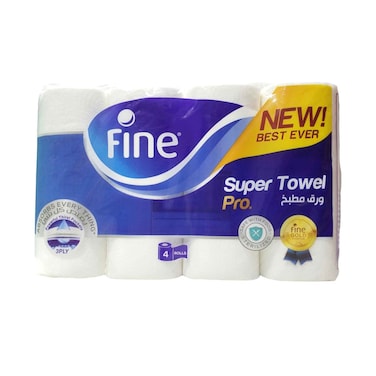مناديل مطبخ فاين ديلوكس سوبر فوطة برو 3 طبقات 4 رول