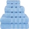 Towel Set Luxury Hotel Quality 600 GSM 100% Genuine Combed Cotton, Super Soft &amp; Absorbent Family Bath Towels 6 Piece Set - 2 Bath Towels, 2 Hand Towels, 2 Washcloths - Sky Blue