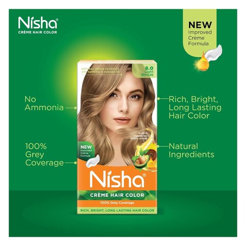 NISHA HAIR COLOR L.BLONDE8.0 138ML