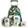 Eazy Kids - 16" Set of 3 Trolley School Bag Lunch Bag &amp; Pencil Case New York Dinosaur - Green
