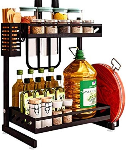 Atraux Multi-Functional 2-Tier Kitchen Storage Rack (Black)