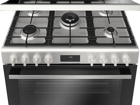 Bosch Series 6 Gas Range Cooker 84x89 cm, Cast Iron Pan Support, With Extra Large Net Capacity Oven 125 Liter, HGX5H8W50M Stainless steel, 1 Year Manufacturer Warranty