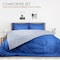 Hotel Linen Klub Reversible Down Alternative Comforter Set, Ultra Soft Brushed Stripe Microfiber Fabric, 200GSM Soft Fibersheet Filling, Size: King 240 x 260cm, Royal Blue &amp; Light Grey