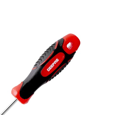 Geepas Precision Screwdriver - Three Slotted, Three Phillips &amp; Soft Grip Rubber Insulated Handles | Repair Tool, Long Reach, General Tools For Diy Purpose, Soft-Grip &amp; Bi-Colored | Red &amp; Black