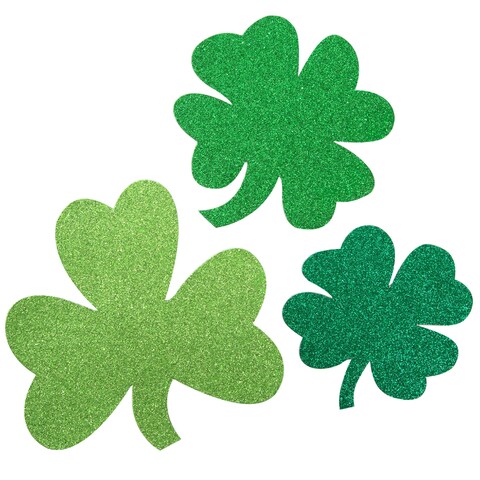 Shamrock Assorted. Mini Glitter Cutouts 5.75 X 5in , 4in