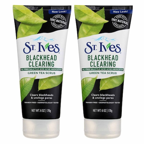 ST. Ives Blackhead Clearing Green Tea Face Scrub 170g x Pack of 2