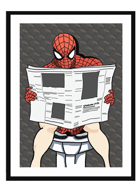 Spoil Your Wall Spiderman Bathroom Poster With Frame Multicolour 30 x 40cm