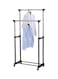 Retractable Metal Double Pole Telescopic Clothes Hanger Black/Silver Medium