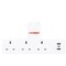 STARGOLD Multiple cord Extension Set Overload Protector Electric Charging Lead 3 Way Ac Output with 2 USB and 1 USB-C Port Anti-Fire 750⁰C, 13A Heavy Duty Charging Station- White

