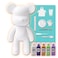 DIY CREATE YOUR OWN UNIQUE ACRYLIC FLUID POURING PAINT MONEY SAVING BEAR (13 inch - 33 cm) COMPLETE SET, Colors: White, Dark-Purple, Gold, Mint-Green, Light-Purple, Fun Creative Gift