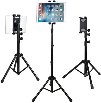 Promage Ipad Tripod Mount Tablet Holder Stand, 360 Adjustable Cradle Bracket Tripod Mount For Apple Ipad Pro 12.9, Ipad Pro 11, Ipad Pro 10.5, Pro 9.7
