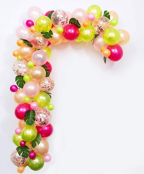 Party Time 103-Pieces Colorful Tropical Balloons Summer Theme / Hawaiian Theme Birthday Party Baby Shower, Balloon Arch Kit Girls and Boys Birthday Party Decoration Colorful Balloon Decoration