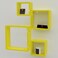 Wooden Twist Rafuf Intersecting Floating Wall Shelves with 4 Shelves Yellow