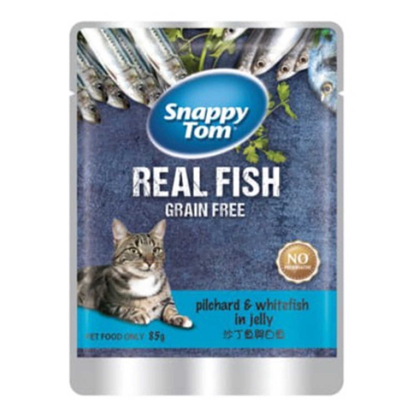 Snappy Tom Real Fish And Grain Free Pilchard And Sea Bream In Jelly Cat Food 85g