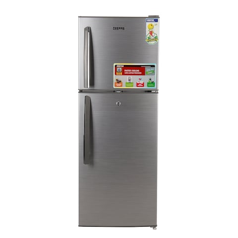 Geepas 140L Double Door Refrigerator - Free Standing Durable Double Door Refrigerator, Quick Cooling & Long-lasting Freshness, Low Noise, Low Energy Consumption, Defrost Refrigerator   1 Year Warranty