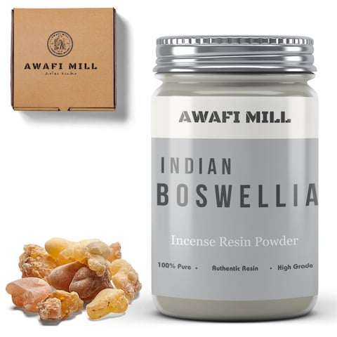 Awafi Mill Indian Boswellia Serrata Frankincense Resin Tears Powder Incense (Bottle of 50 gram / 1.7 Oz)