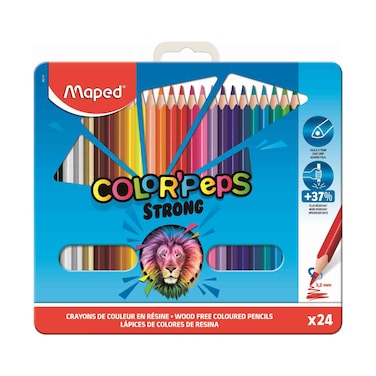 Maped Color&#39; Peps Strong Coloured Pencils with Metal Box Multicolour 24 PCS