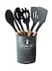 11-Piece Cooking Utensils Kitchen Set Black/Brown