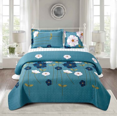4 Piece Printed Compressed Comforter/Quilt/Bedspread Set Single Size ( Comforter + Fitted Sheet + 1 Small Pillow Case + 1 Large Pillow Case) Cloud Burst