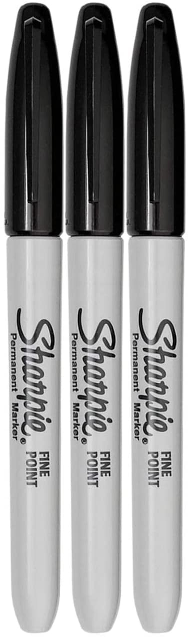 Generic Sharpie Permanent Marker, Fine Point, Black, Pack Of 3