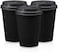 Markq [50 Sets] 12 oz. Black Disposable Coffee Cups with Lids - Triple Wall Ripple Paper Cups for Hot &amp; Cold Drinks